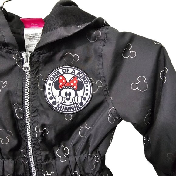 Disney Jr Minnie Mouse Toddler Zip Up Spring Rain Windbreaker Hooded Jacket - Picture 4 of 9